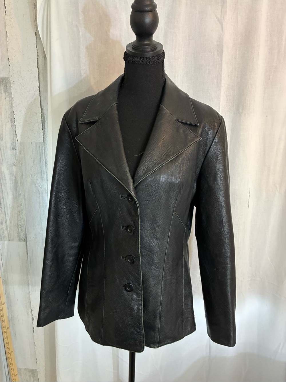 Wilsons Leather Black Tailored Button-Up Leather Jacket